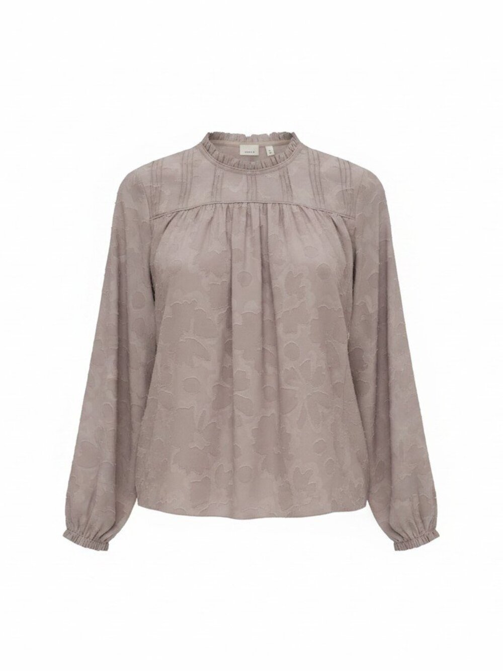 Wilfred Aritzia Mock-Neck Pleated Blouse - Taupe / Grey - Size Small